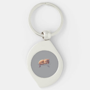 Cute Sleeping Ginger Cat Art Key Ring
