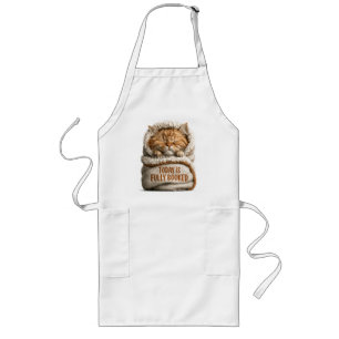 Cute Sleeping Ginger Kitten Swaddled in Blanket Long Apron