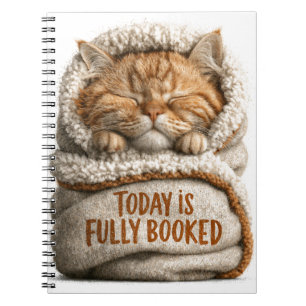 Cute Sleeping Ginger Kitten Swaddled in Blanket Notebook