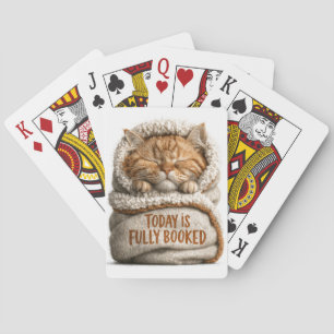 Cute Sleeping Ginger Kitten Swaddled in Blanket Playing Cards