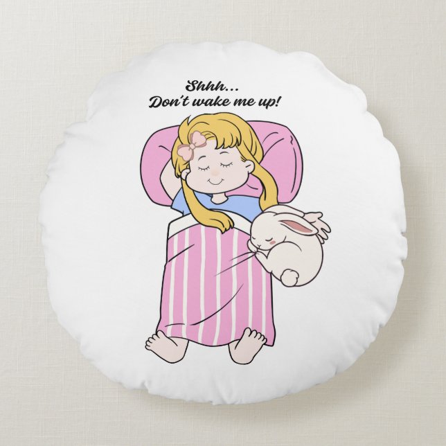 Cute Sleeping Girl Throw Pillow (Front)