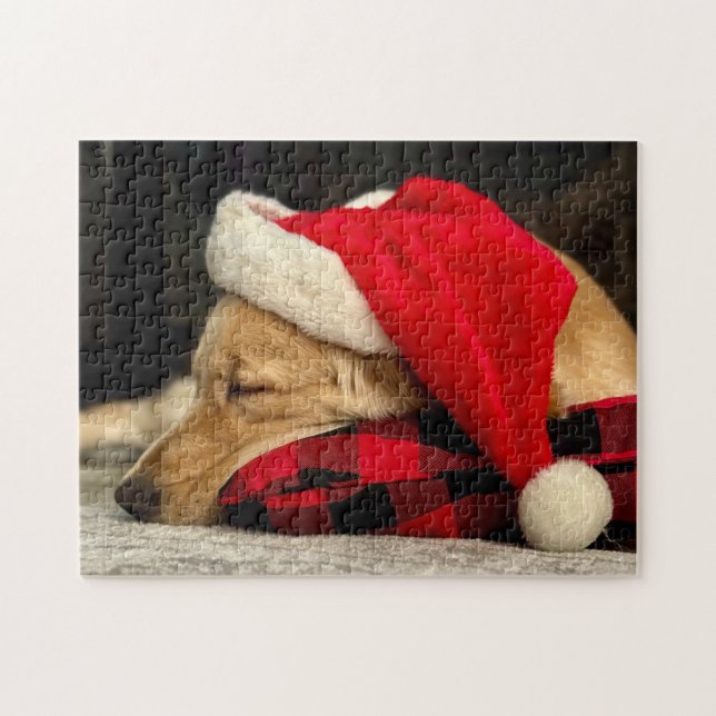 Cute Sleeping Golden Retriever Dog Christmas  Jigsaw Puzzle (Horizontal)