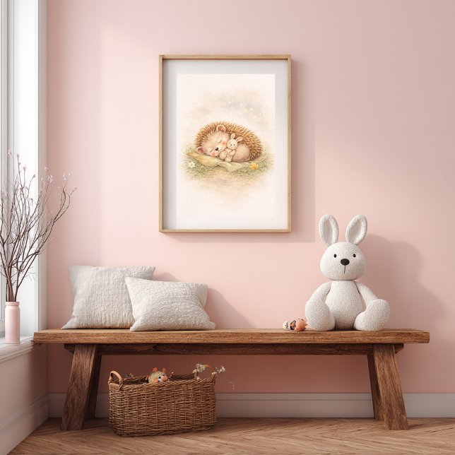 Cute Sleeping Hedgehog Neutral Kids Room Poster (Creator Uploaded)