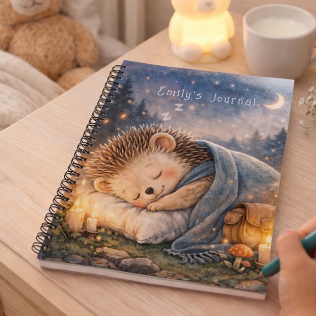 Cute Sleeping Hedgehog Personalised Kids Journal (Creator Uploaded)