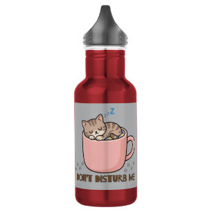 Cute Sleeping Kitten in Teacup Water Bottle