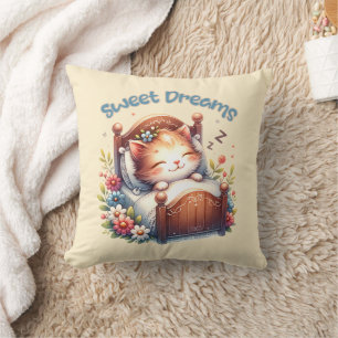 Cute sleeping Kitten Sweet dreams Nursery decor Cushion