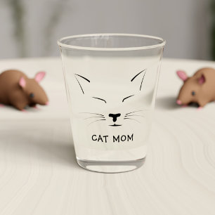 Cute Sleeping Kitty Cat Mum Name Shot Glass