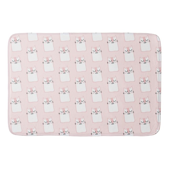 Cute Sleeping Kitty Cat Pattern Bath Mat (Front)