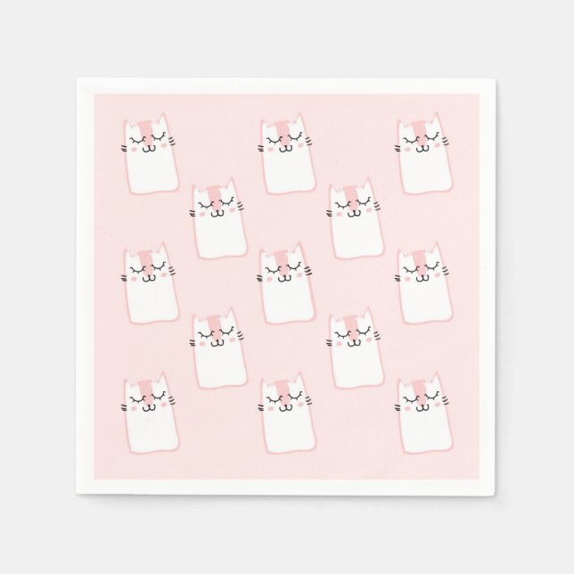Cute Sleeping Kitty Cat Pattern Napkin (Front)