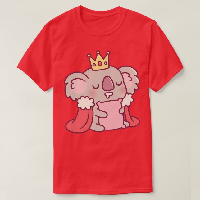 Cute Sleeping Koala Bear King T-Shirt (Design Front)