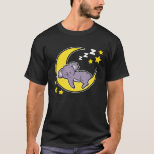Cute Sleeping Koala Bear On Moon Pyjamas Nap Nappi T-Shirt