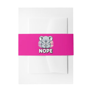 Cute Sleeping Koala “Nope” Funny Cartoon Invitation Belly Band