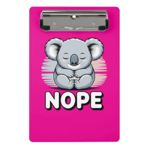 Cute Sleeping Koala “Nope” Funny Cartoon Mini Clipboard