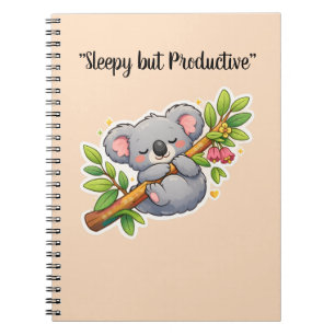Cute Sleeping Koala on Eucalyptus Branch Kawaii Notebook