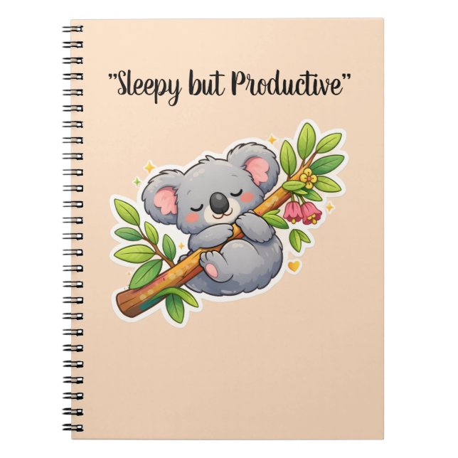 Cute Sleeping Koala on Eucalyptus Branch Kawaii  Notebook (Front)
