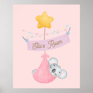Cute sleeping koala personalised wall art