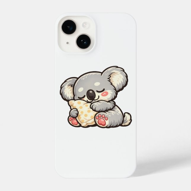 Cute Sleeping Koala with Pillow iPhone Case (Back)