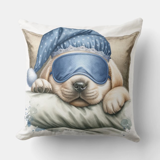Cute Sleeping Labrador Dog Cushion (Front)