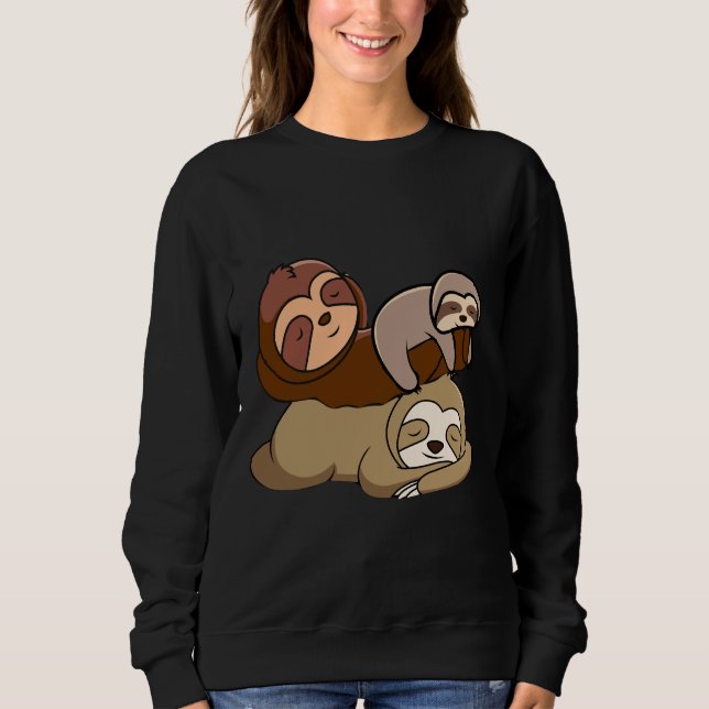 Cute Sleeping Lazy Sloth Stacked Sweatshirt (Front)