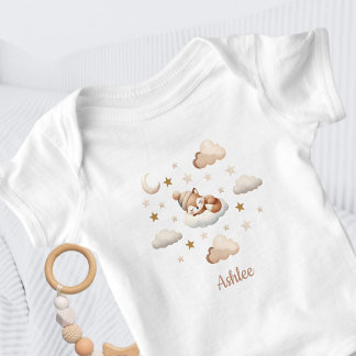 Cute Sleeping Little Fox Baby Bodysuit
