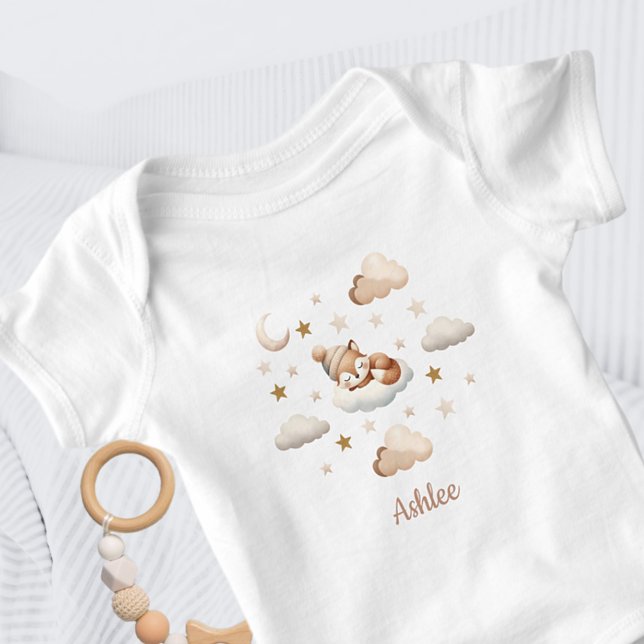 Cute Sleeping Little Fox Baby Bodysuit (Creator Uploaded)
