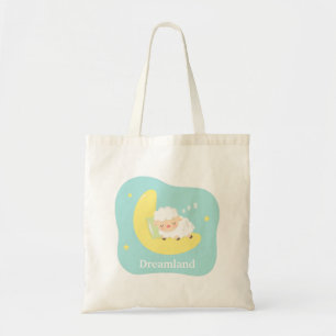 Cute Sleeping Little Lamb on the Moon For Kids Tote Bag