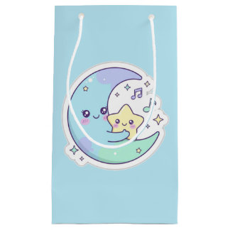 Cute Sleeping Moon & Stars Baby Blue Ramadan Gift Small Gift Bag