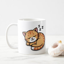 Cute Sleeping Orange Tabby Cat Mug – Coffee Cup