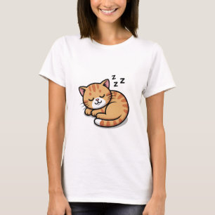 Cute Sleeping Orange Tabby Cat Women’s T-Shirt 