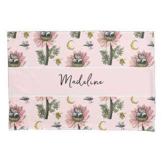 Cute Sleeping Panda Bear Fairy Floral Pattern Pillowcase