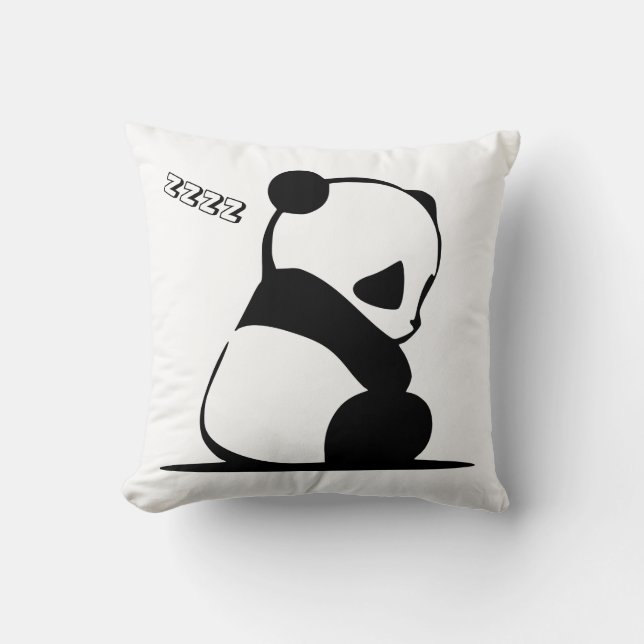 Cute Sleeping Panda Bear Throw Pillow (Front)