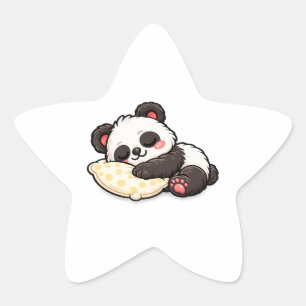 Cute Sleeping Panda with Pillow Star Sticker