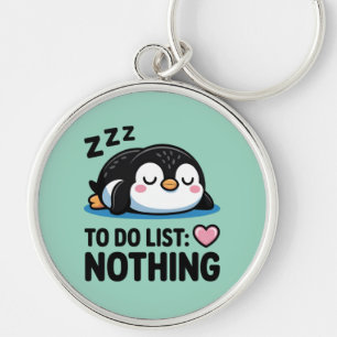 cute sleeping penguin, to do list nothing key ring