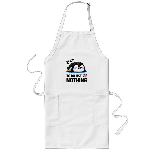 cute sleeping penguin, to do list nothing long apron (Front)