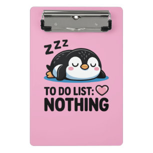cute sleeping penguin, to do list nothing mini clipboard