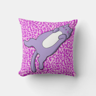 Cute Sleeping Purple Cat Cushion
