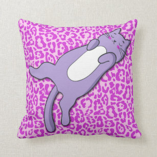 Cute Sleeping Purple Cat Cushion