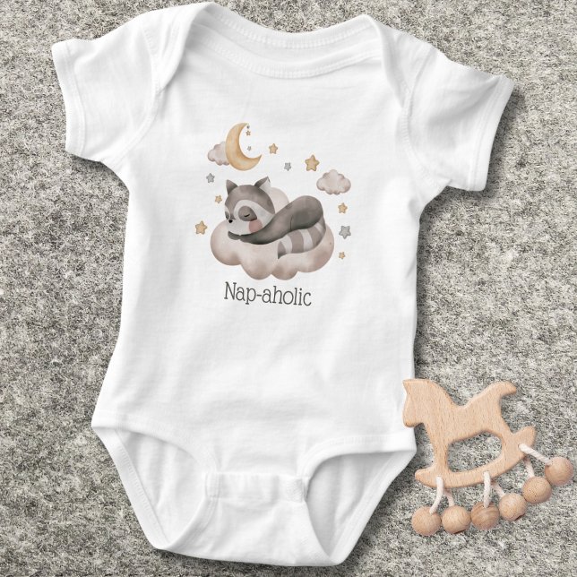  Cute Sleeping Racoon Nap-aholic  Baby Bodysuit (Creator Uploaded)