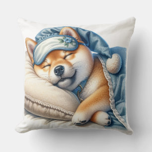 Cute Sleeping Shiba Inu Dog Cushion