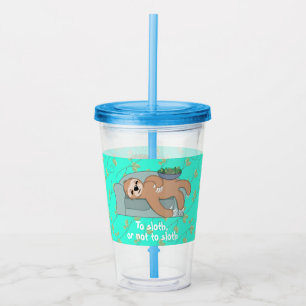 Cute Sleeping Sloth Being Lazy Tropical Jungle Acrylic Tumbler