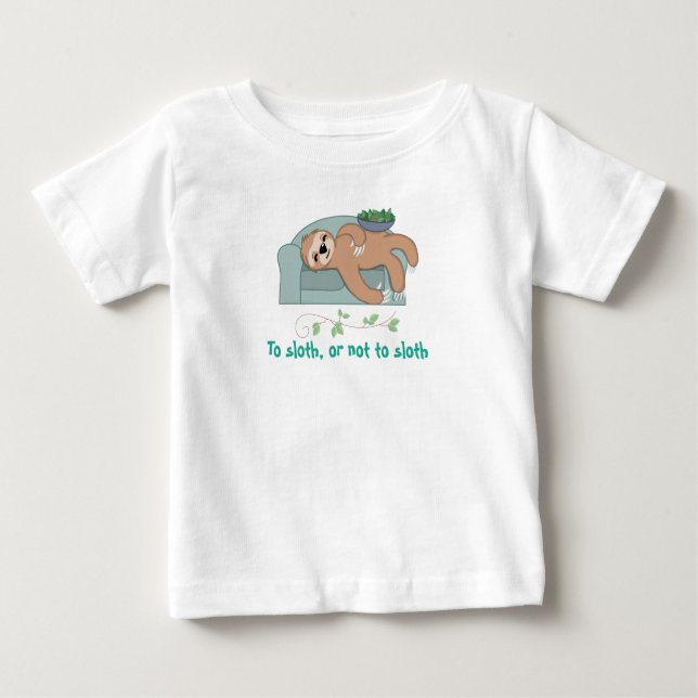 Cute Sleeping Sloth Being Lazy Tropical Jungle Baby T-Shirt (Front)