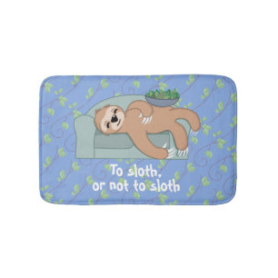 Cute Sleeping Sloth Being Lazy Tropical Jungle Bath Mat