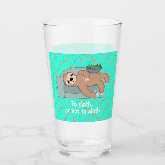 Cute Sleeping Sloth Being Lazy Tropical Jungle Glass (Front)