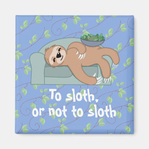 Cute Sleeping Sloth Being Lazy Tropical Jungle Magnet