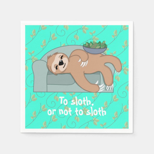 Cute Sleeping Sloth Being Lazy Tropical Jungle Napkin (Front)