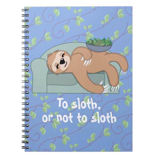 Cute Sleeping Sloth Being Lazy Tropical Jungle Notebook (Front)