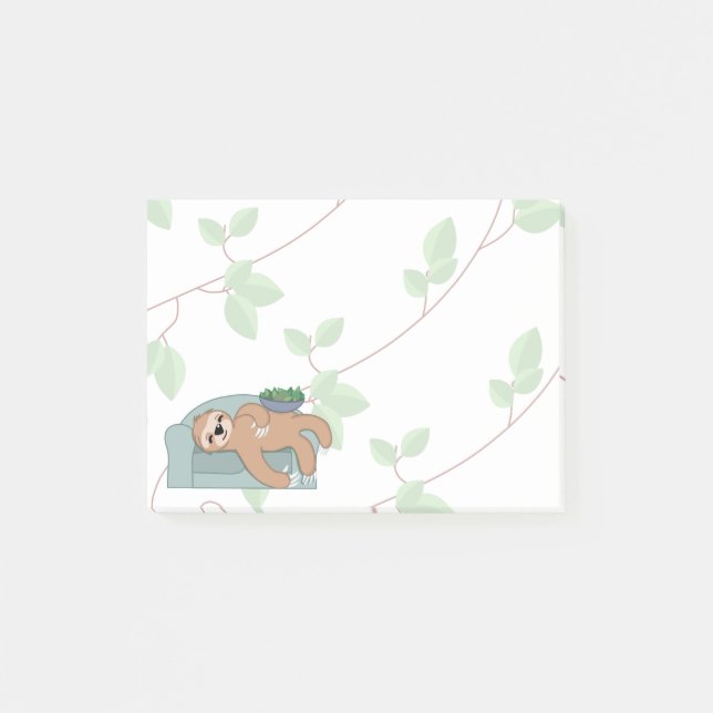 Cute Sleeping Sloth Being Lazy Tropical Jungle Post-it Notes (Front)