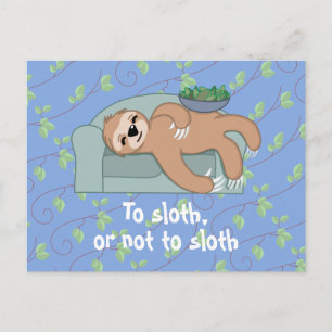 Cute Sleeping Sloth Being Lazy Tropical Jungle Postcard