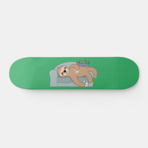 Cute Sleeping Sloth Being Lazy Tropical Jungle Skateboard