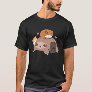 Cute Sleeping Sloth Loves Guinea Pigs for pet love T-Shirt